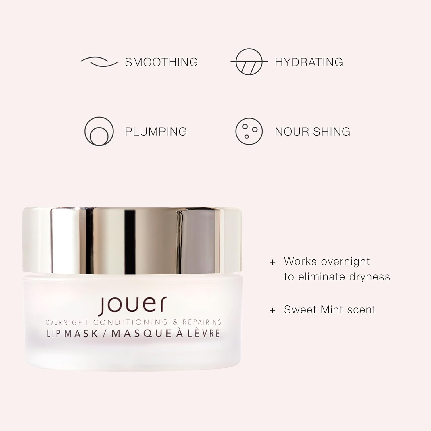 Jouer Conditioning & Repairing Lip Mask – Overnight Lip Mask for Dry Lips - Moisturizing Lip Balm - Maxi Lip for Plumper Lips and Visual Fullness - with Jojoba Oil and Grapeseed Oil for Hydration